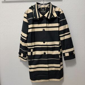 Feller Seattle Queen Anne Trench Coat Sz M NWT Raincoat Stripe Hooded Coastal